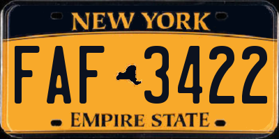 NY license plate FAF3422