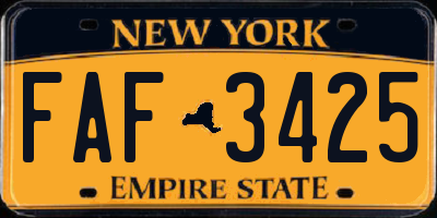 NY license plate FAF3425