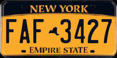 NY license plate FAF3427