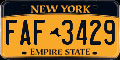 NY license plate FAF3429