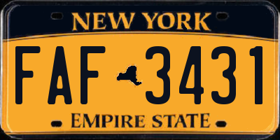 NY license plate FAF3431