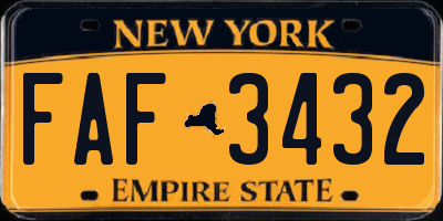 NY license plate FAF3432