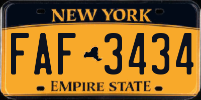 NY license plate FAF3434