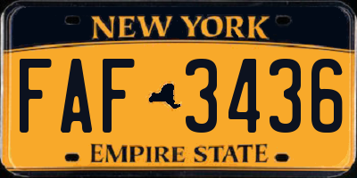 NY license plate FAF3436