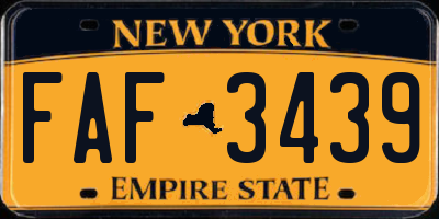 NY license plate FAF3439