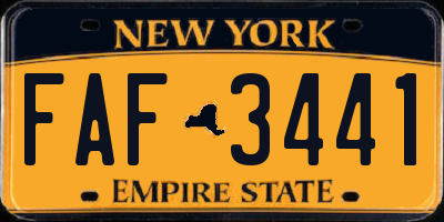 NY license plate FAF3441