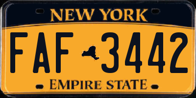 NY license plate FAF3442