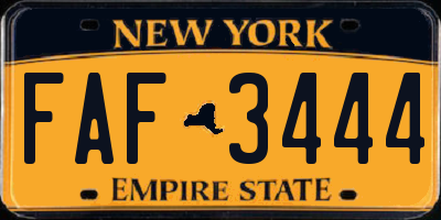 NY license plate FAF3444