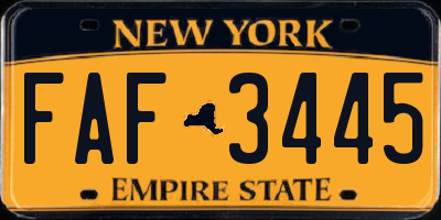 NY license plate FAF3445