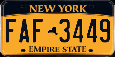 NY license plate FAF3449