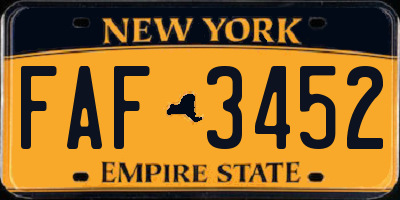 NY license plate FAF3452