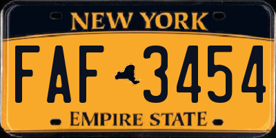 NY license plate FAF3454