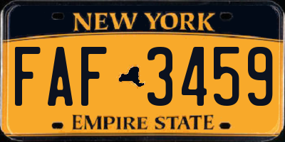 NY license plate FAF3459