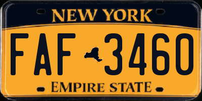 NY license plate FAF3460