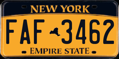 NY license plate FAF3462