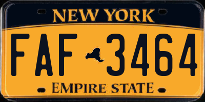 NY license plate FAF3464