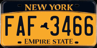 NY license plate FAF3466