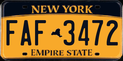 NY license plate FAF3472