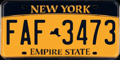 NY license plate FAF3473