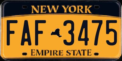 NY license plate FAF3475