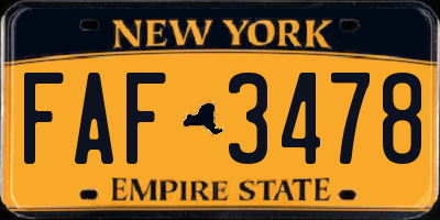 NY license plate FAF3478