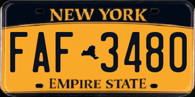 NY license plate FAF3480