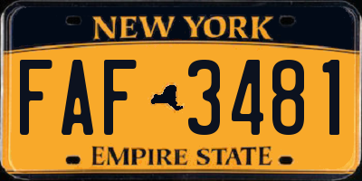 NY license plate FAF3481