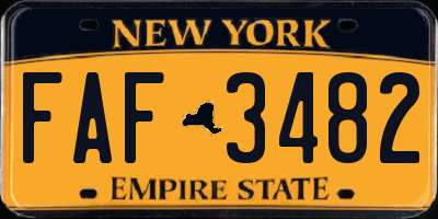 NY license plate FAF3482