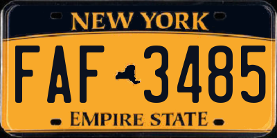 NY license plate FAF3485