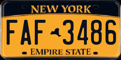 NY license plate FAF3486