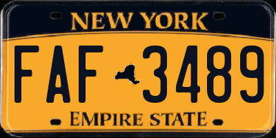 NY license plate FAF3489