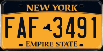 NY license plate FAF3491