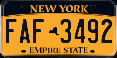 NY license plate FAF3492