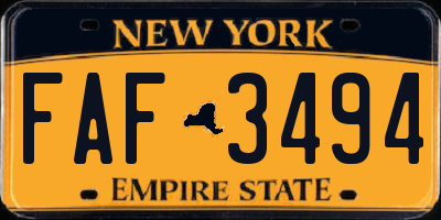 NY license plate FAF3494