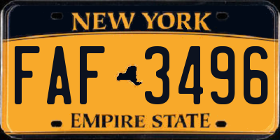 NY license plate FAF3496