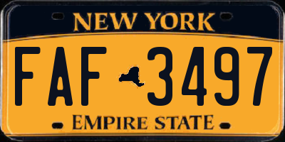 NY license plate FAF3497