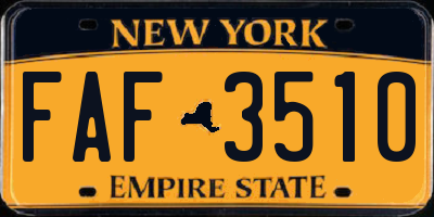 NY license plate FAF3510