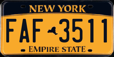 NY license plate FAF3511