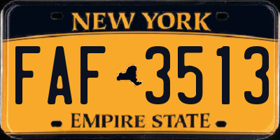 NY license plate FAF3513