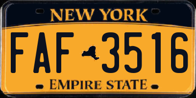 NY license plate FAF3516