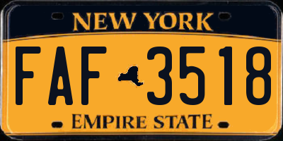 NY license plate FAF3518