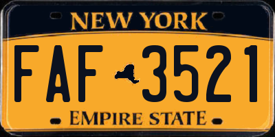 NY license plate FAF3521