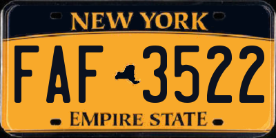 NY license plate FAF3522