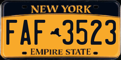NY license plate FAF3523