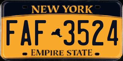 NY license plate FAF3524