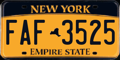 NY license plate FAF3525