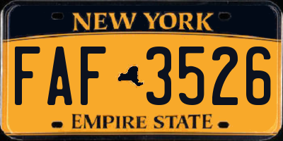 NY license plate FAF3526