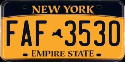 NY license plate FAF3530