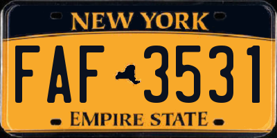 NY license plate FAF3531