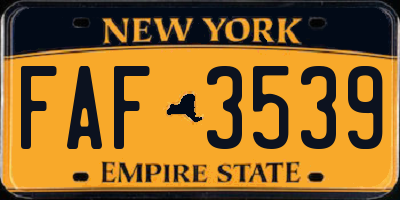 NY license plate FAF3539